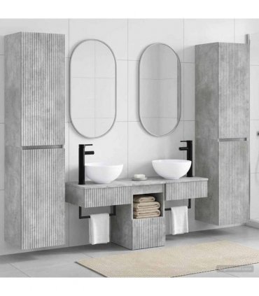 vidaXL Bathroom Cabinet Set 5 pcs Concrete Grey 33 x 34.5 x 160 cm
