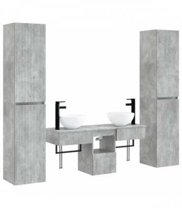 vidaXL Bathroom Cabinet Set 5 pcs Concrete Grey 33 x 34.5 x 160 cm