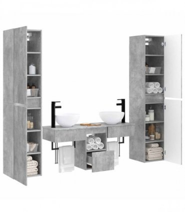vidaXL Bathroom Cabinet Set 5 pcs Concrete Grey 33 x 34.5 x 160 cm