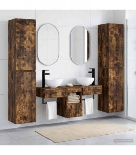 vidaXL Bathroom Cabinet Set 5 pcs Smoked Oak 33 x 34.5 x 160 cm
