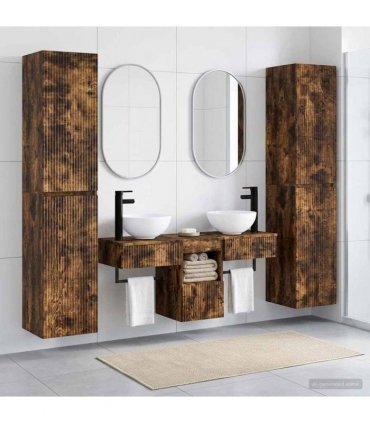 vidaXL Bathroom Cabinet Set 5 pcs Smoked Oak 33 x 34.5 x 160 cm