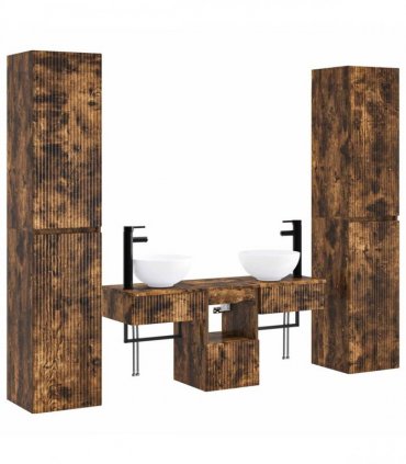 vidaXL Bathroom Cabinet Set 5 pcs Smoked Oak 33 x 34.5 x 160 cm