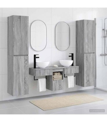 vidaXL Bathroom Cabinet Set 5 pcs Grey Sonoma 33 x 34.5 x 160 cm