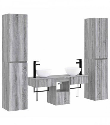 vidaXL Bathroom Cabinet Set 5 pcs Grey Sonoma 33 x 34.5 x 160 cm