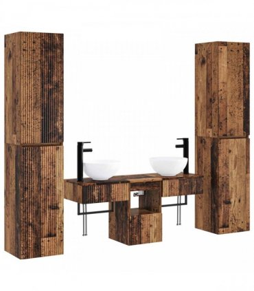 vidaXL Bathroom Cabinet Set 5 pcs Old Wood 33 x 34.5 x 160 cm