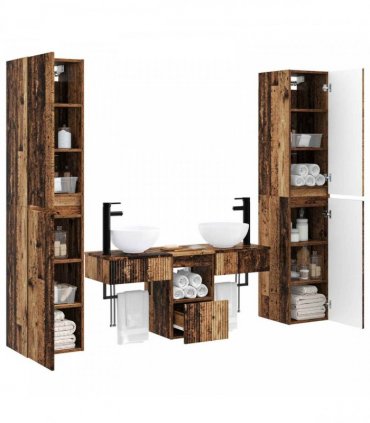 vidaXL Bathroom Cabinet Set 5 pcs Old Wood 33 x 34.5 x 160 cm