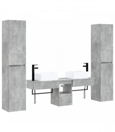 vidaXL Bathroom Cabinet Set 5 pcs Concrete Grey 33 x 34.5 x 160 cm