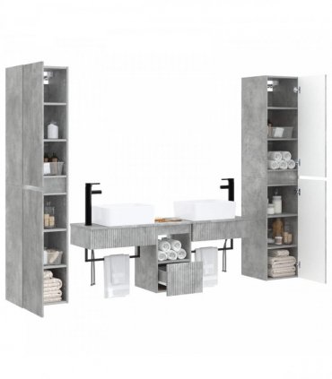 vidaXL Bathroom Cabinet Set 5 pcs Concrete Grey 33 x 34.5 x 160 cm