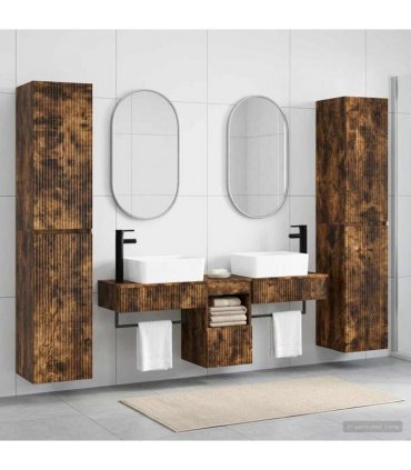vidaXL Bathroom Cabinet Set 5 pcs Smoked Oak 33 x 34.5 x 160 cm
