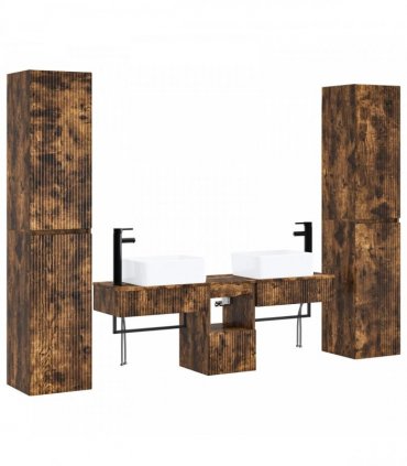 vidaXL Bathroom Cabinet Set 5 pcs Smoked Oak 33 x 34.5 x 160 cm