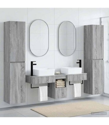 vidaXL Bathroom Cabinet Set 5 pcs Grey Sonoma 33 x 34.5 x 160 cm