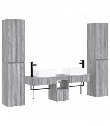 vidaXL Bathroom Cabinet Set 5 pcs Grey Sonoma 33 x 34.5 x 160 cm