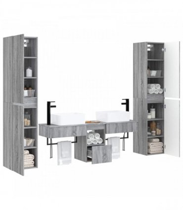 vidaXL Bathroom Cabinet Set 5 pcs Grey Sonoma 33 x 34.5 x 160 cm