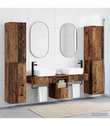 vidaXL Bathroom Cabinet Set 5 pcs Old Wood 33 x 34.5 x 160 cm
