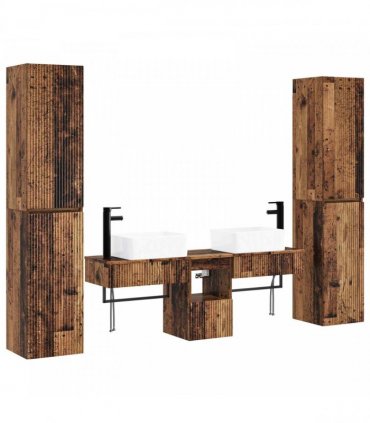 vidaXL Bathroom Cabinet Set 5 pcs Old Wood 33 x 34.5 x 160 cm