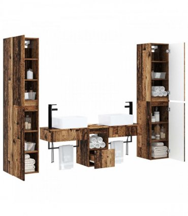 vidaXL Bathroom Cabinet Set 5 pcs Old Wood 33 x 34.5 x 160 cm