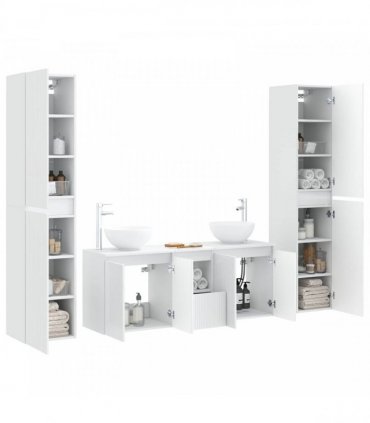 vidaXL Bathroom Cabinet Set 5 pcs White 129 x 35 x 80 cm