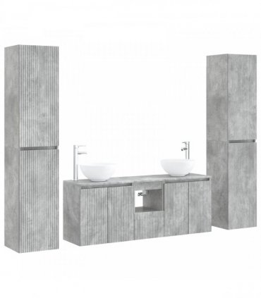 vidaXL Bathroom Cabinet Set 5 pcs Concrete Grey 129 x 35 x 80 cm