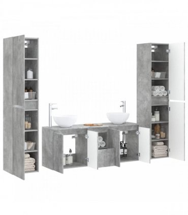 vidaXL Bathroom Cabinet Set 5 pcs Concrete Grey 129 x 35 x 80 cm