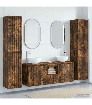 vidaXL Bathroom Cabinet Set 5 pcs Smoked Oak 129 x 35 x 80 cm