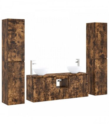 vidaXL Bathroom Cabinet Set 5 pcs Smoked Oak 129 x 35 x 80 cm