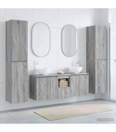 vidaXL Bathroom Cabinet Set 5 pcs Grey Sonoma 129 x 35 x 80 cm