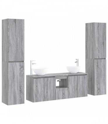 vidaXL Bathroom Cabinet Set 5 pcs Grey Sonoma 129 x 35 x 80 cm