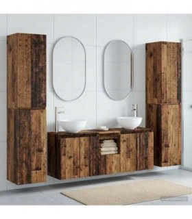 vidaXL Bathroom Cabinet Set 5 pcs Old Wood 129 x 35 x 80 cm