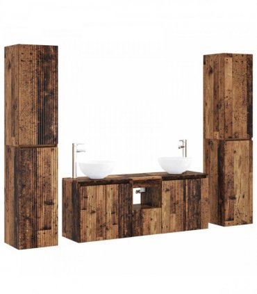 vidaXL Bathroom Cabinet Set 5 pcs Old Wood 129 x 35 x 80 cm