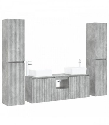 vidaXL Bathroom Cabinet Set 5 pcs Concrete Grey 33 x 34.5 x 160 cm