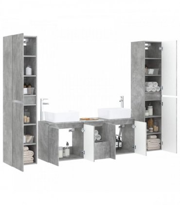 vidaXL Bathroom Cabinet Set 5 pcs Concrete Grey 33 x 34.5 x 160 cm