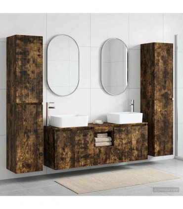 vidaXL Bathroom Cabinet Set 5 pcs Smoked Oak 33 x 34.5 x 160 cm