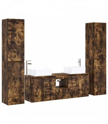 vidaXL Bathroom Cabinet Set 5 pcs Smoked Oak 33 x 34.5 x 160 cm