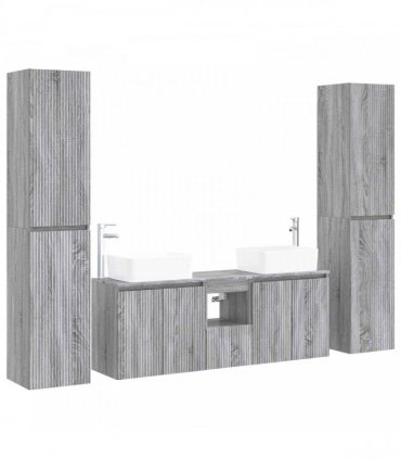 vidaXL Bathroom Cabinet Set 5 pcs Grey Sonoma 33 x 34.5 x 160 cm