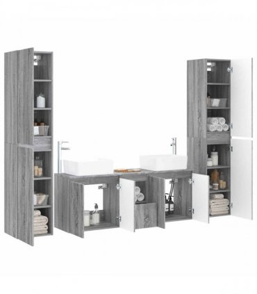 vidaXL Bathroom Cabinet Set 5 pcs Grey Sonoma 33 x 34.5 x 160 cm