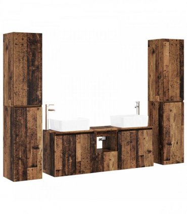 vidaXL Bathroom Cabinet Set 5 pcs Old Wood 33 x 34.5 x 160 cm