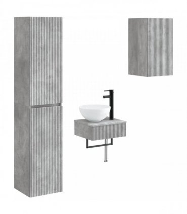 vidaXL Bathroom Cabinet Set 3 pcs Concrete Grey 33 x 34.5 x 160 cm