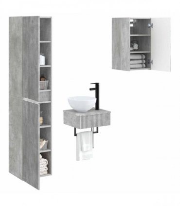 vidaXL Bathroom Cabinet Set 3 pcs Concrete Grey 33 x 34.5 x 160 cm