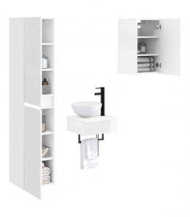 vidaXL Bathroom Cabinet Set 3 pcs High Gloss White 33 x 34.5 x 160 cm