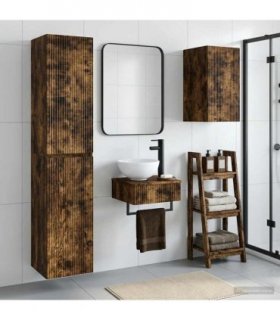 vidaXL Bathroom Cabinet Set 3 pcs Smoked Oak 33 x 34.5 x 160 cm