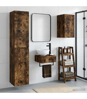 vidaXL Bathroom Cabinet Set 3 pcs Smoked Oak 33 x 34.5 x 160 cm