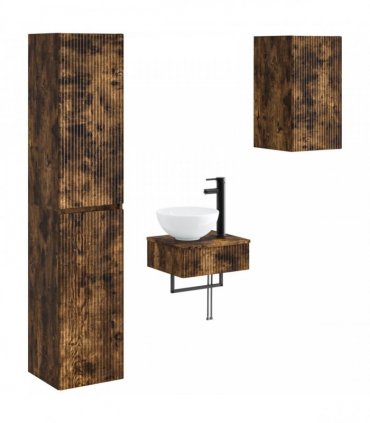 vidaXL Bathroom Cabinet Set 3 pcs Smoked Oak 33 x 34.5 x 160 cm