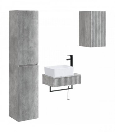vidaXL Bathroom Cabinet Set 3 pcs Concrete Grey 33 x 34.5 x 160 cm
