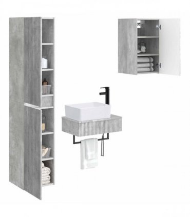 vidaXL Bathroom Cabinet Set 3 pcs Concrete Grey 33 x 34.5 x 160 cm