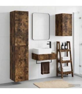 vidaXL Bathroom Cabinet Set 3 pcs Smoked Oak 33 x 34.5 x 160 cm