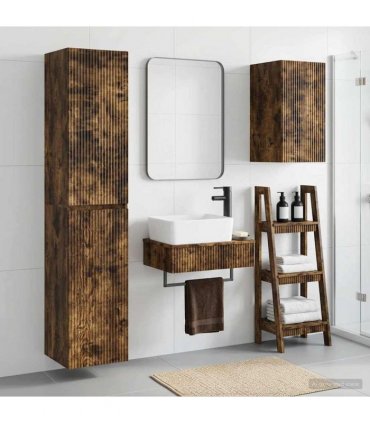 vidaXL Bathroom Cabinet Set 3 pcs Smoked Oak 33 x 34.5 x 160 cm