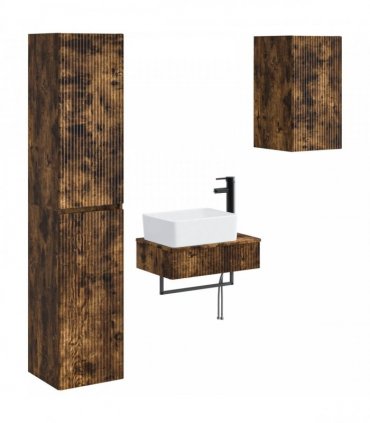 vidaXL Bathroom Cabinet Set 3 pcs Smoked Oak 33 x 34.5 x 160 cm