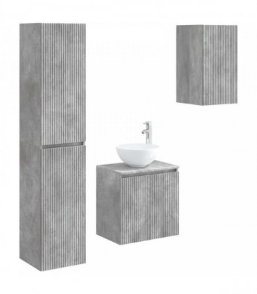 vidaXL Bathroom Cabinet Set 3 pcs Concrete Grey 33 x 34.5 x 160 cm
