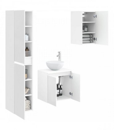 vidaXL Bathroom Cabinet Set 3 pcs High Gloss White 33 x 34.5 x 160 cm