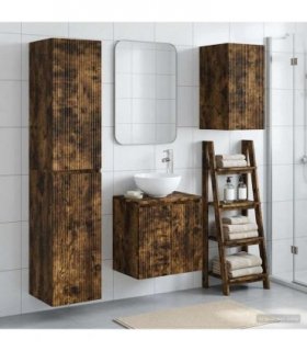 vidaXL Bathroom Cabinet Set 3 pcs Smoked Oak 33 x 34.5 x 160 cm